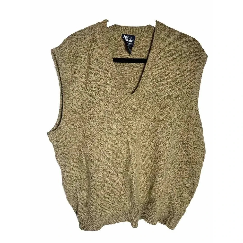 John Blair Mens Grandpa Sweater Vest Size XL Camel Fleck color